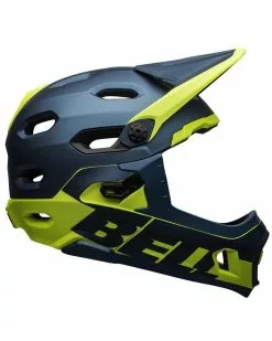 Bell Super DH Spherical MIPS Casco MTB, Blu/Hi-Viz - Opaco/Lucido